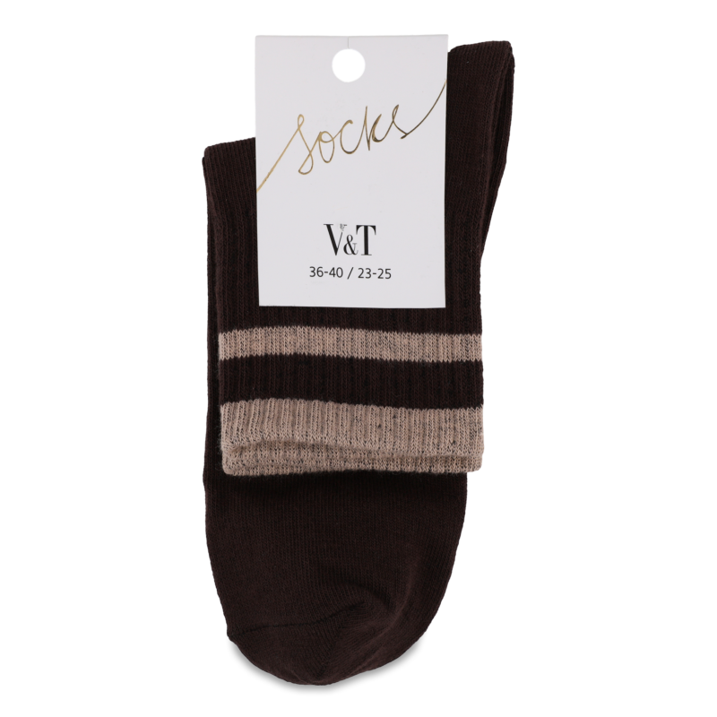 Шкарпетки жіночі Прага темно-коричневі комфорт р.23-25 V&T