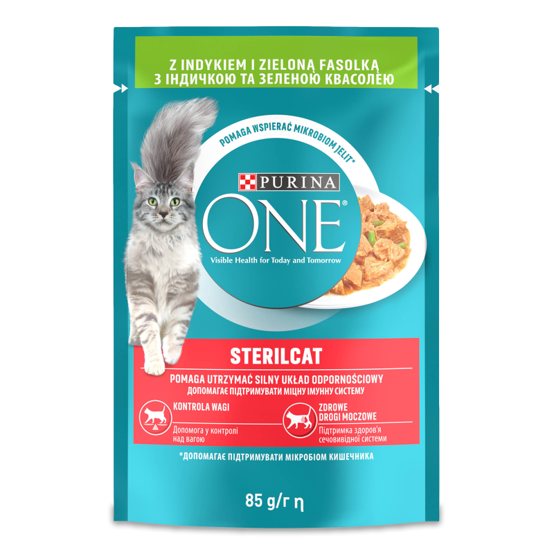Корм д/кастрованих котів Стерілкет з індичкою та зеленою квасолею 85г пауч Пуріна Ван