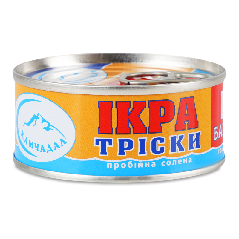 Ікра тріски пробійна солена 80г ж/б з ключем Камчадал
