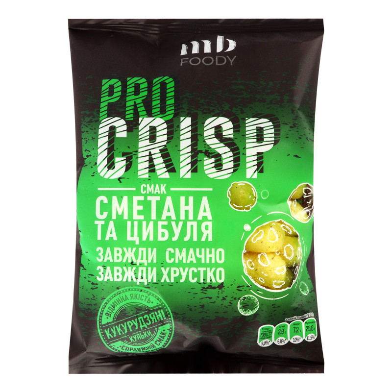 Кульки кукурудзяні Сметана-цибуля Pro crisp MB Foody м/у