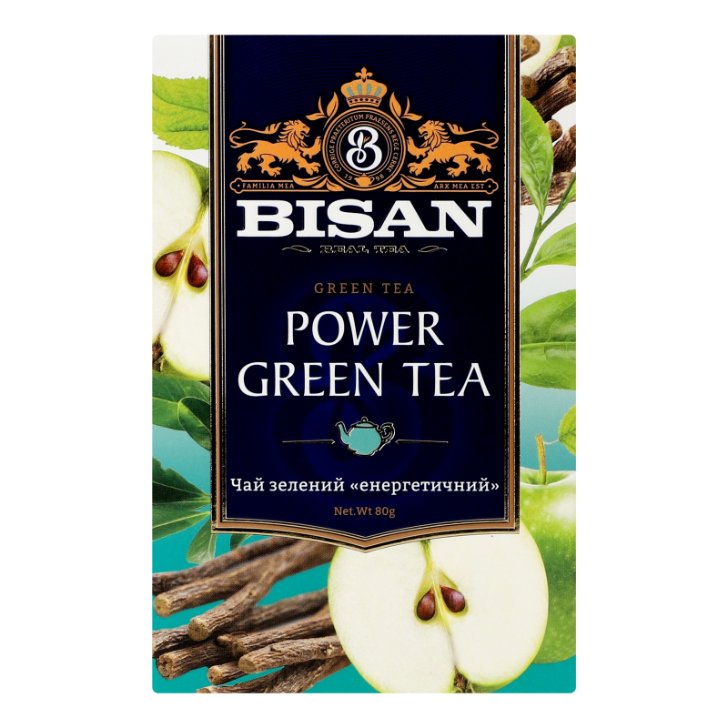 Чай зеленый листовой Power green tea Bisan к/у 80г Bisan(4820186122589 ...