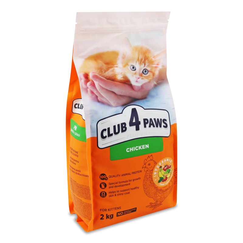 Корм д/кошенят Premium з куркою сухий 2кг Club 4 Paws
