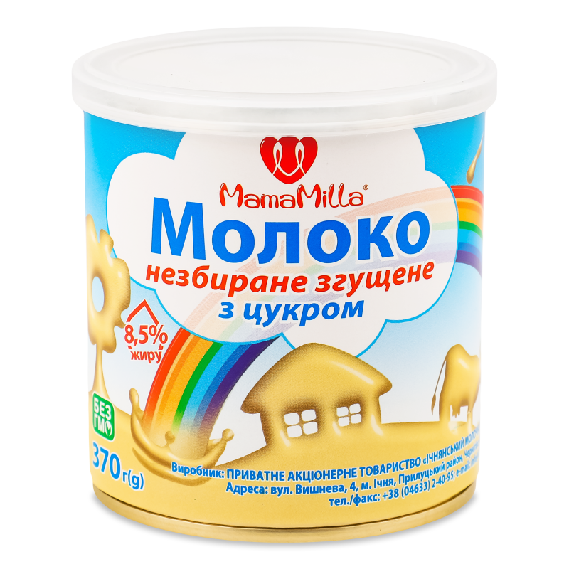 Молоко згущене незбиране з цукром 8,5% 370г ж/б Mama Milla
