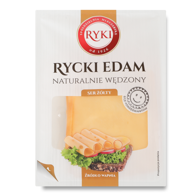 Сир Рицький Едам копчений 45% нарізка 300г газ/уп Рікі