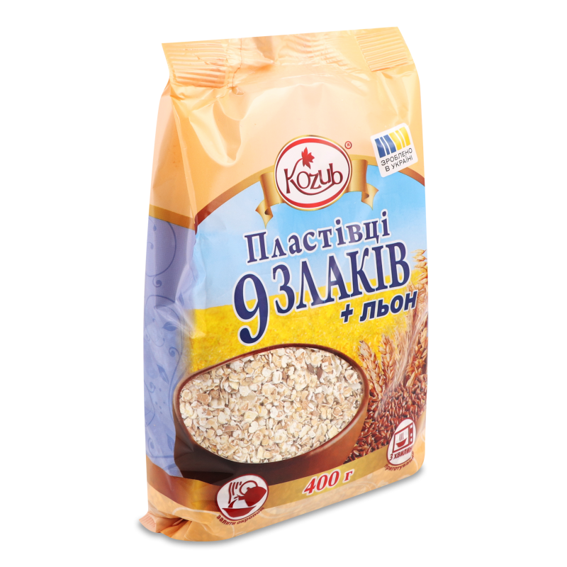Суміш пластівців миттєвого приготування 9злаків+льон 400г Козуб продукт