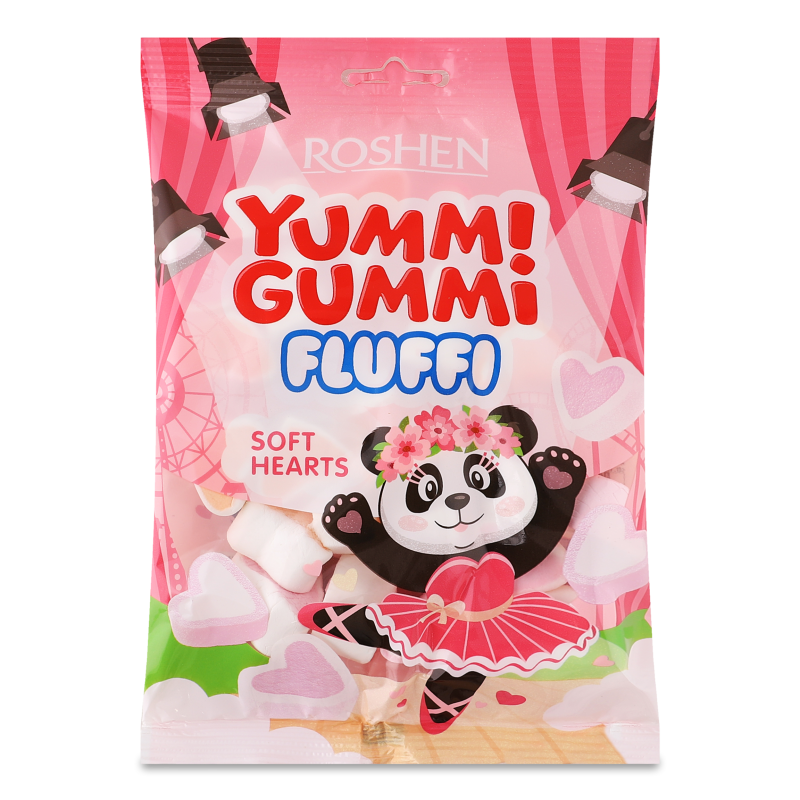 Цукерки маршмелоу Yummi Gummi Fluffi Soft Hearts 65г Roshen