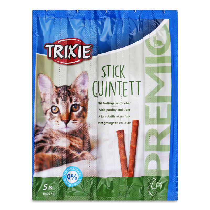 Ласощі д/котів Палички Преміо Квадро-стікс Домашня птиця та печінка 4*5г Тріксі