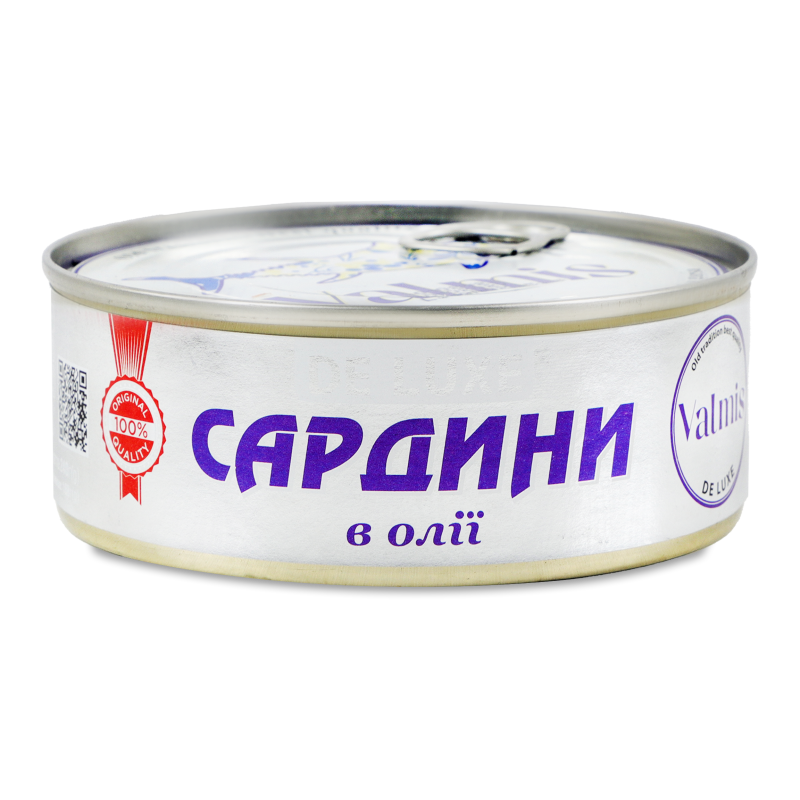Сардина Де Люкс атлантична в олії 240г ж/б з ключем Валміс