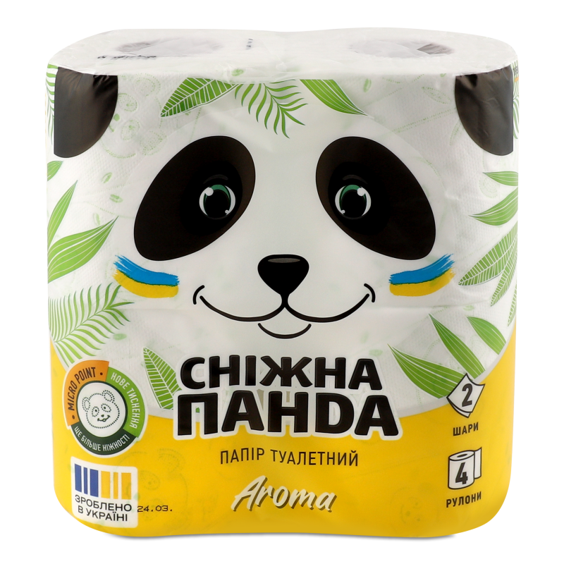 Папір туалетний Aroma 2шари 4шт Сніжна панда