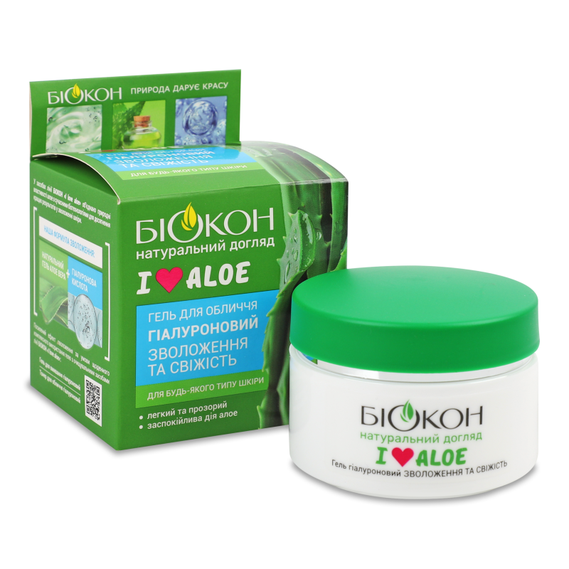 Гель д/обличчя Ай лав алое Зволоження та свіжість гіалуроновий 50млБіокон