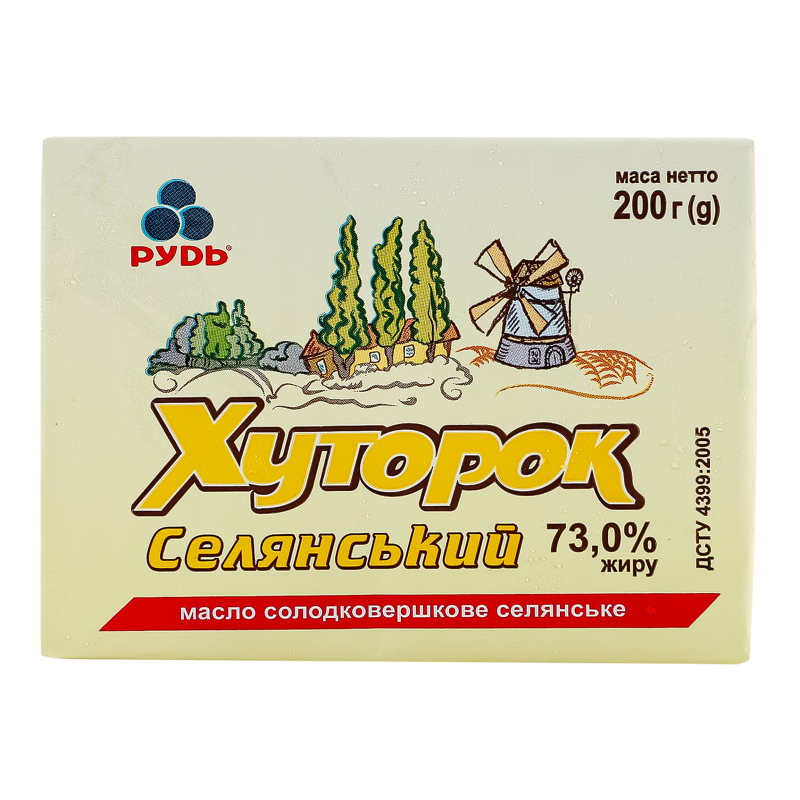 Масло солодковершкове 73% Селянське Хуторок м/у