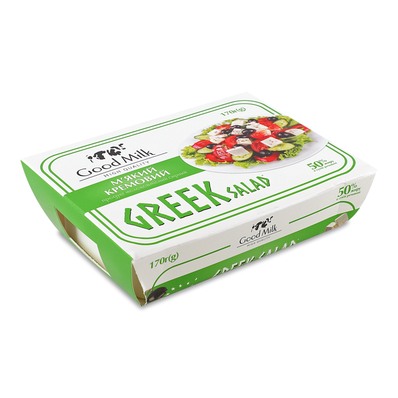 Продукт молоковмісний сирний м’який Greek salad кремовий 50% 170г ванночка Good Milk