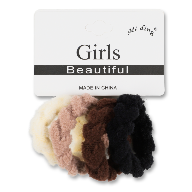 Набір резинок д/волосся однотонні махрові 4,5см 4шт KYYW336 Mi ding