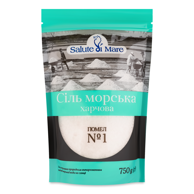 Сіль морська харчова помел №1 750г Салют ді маре