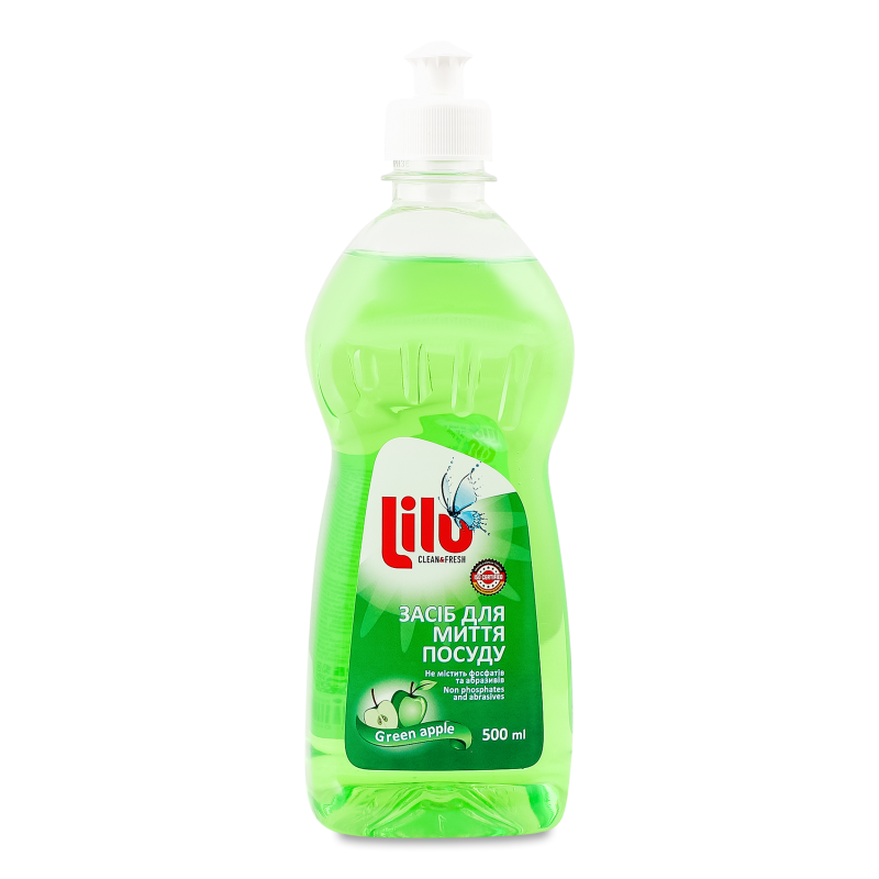 Засіб д/миття посуду Зелене яблуко 500мл Лілу