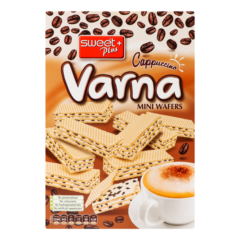 Міні-вафлі з кремом капучино та шматочками какао-печива Cappuccino Varna Sweet Plus к/у