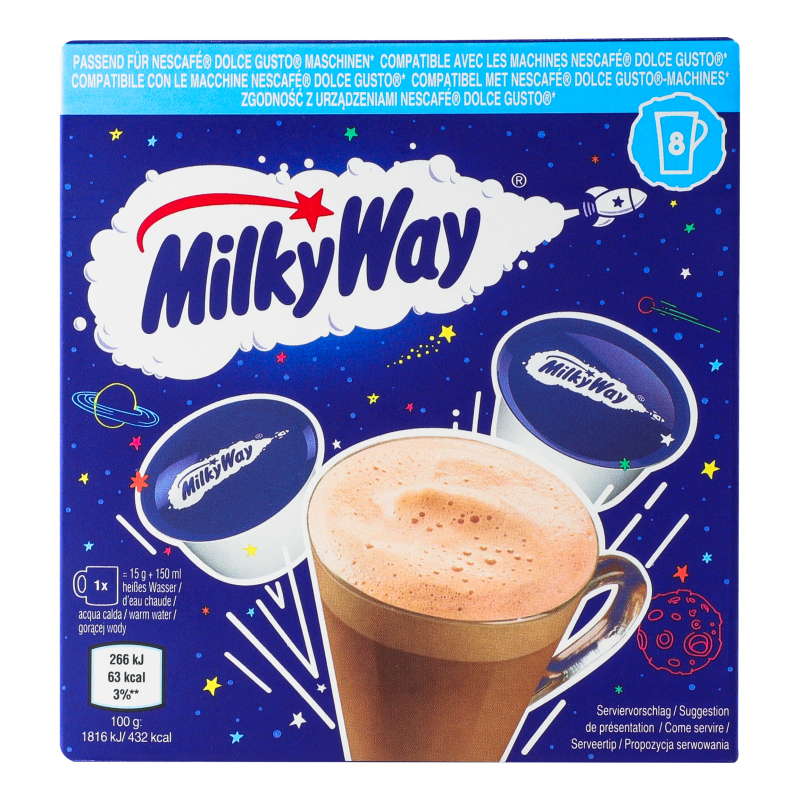 Какао-порошок капсулы с молочным шоколадом Milky Way к/у 8х15г