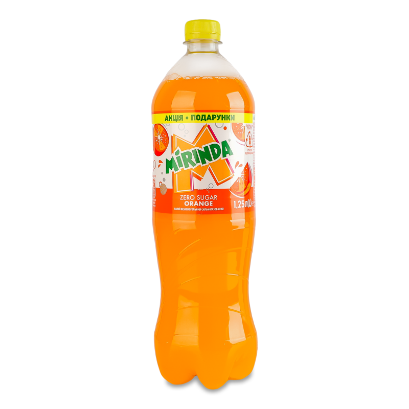 Напій безалкогольний Zero Sugar з смаком апельсина сильногазований 1,25л пет Mirinda
