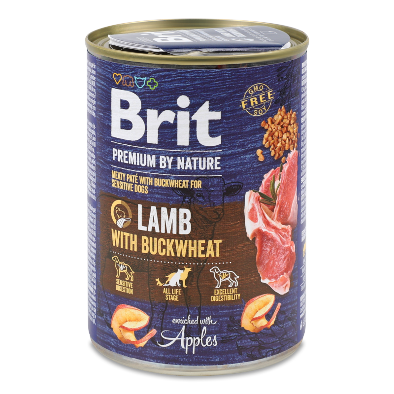 Корм д/собак з ягням та гречкою 400г ж/б Бріт Преміум