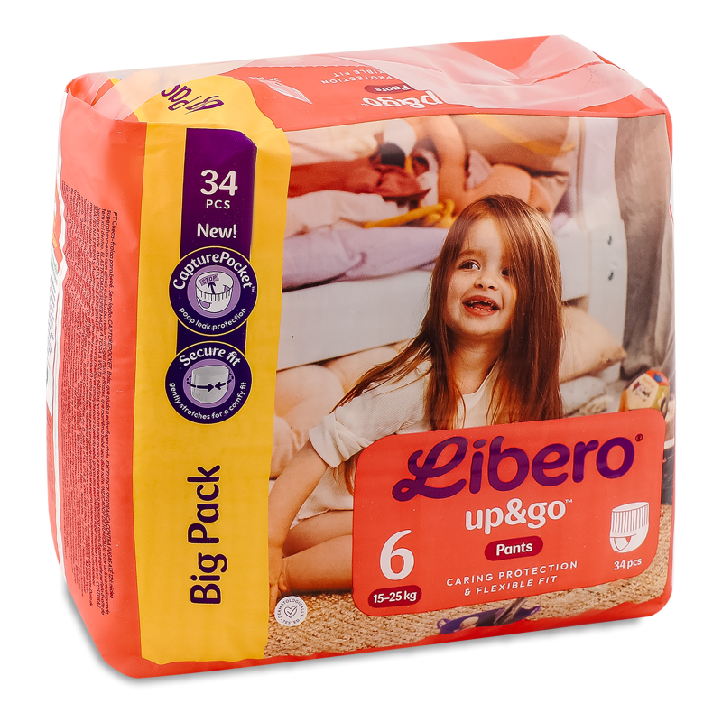 Підгузники-трусики Up&Go 6 12-18кг 34шт Libero