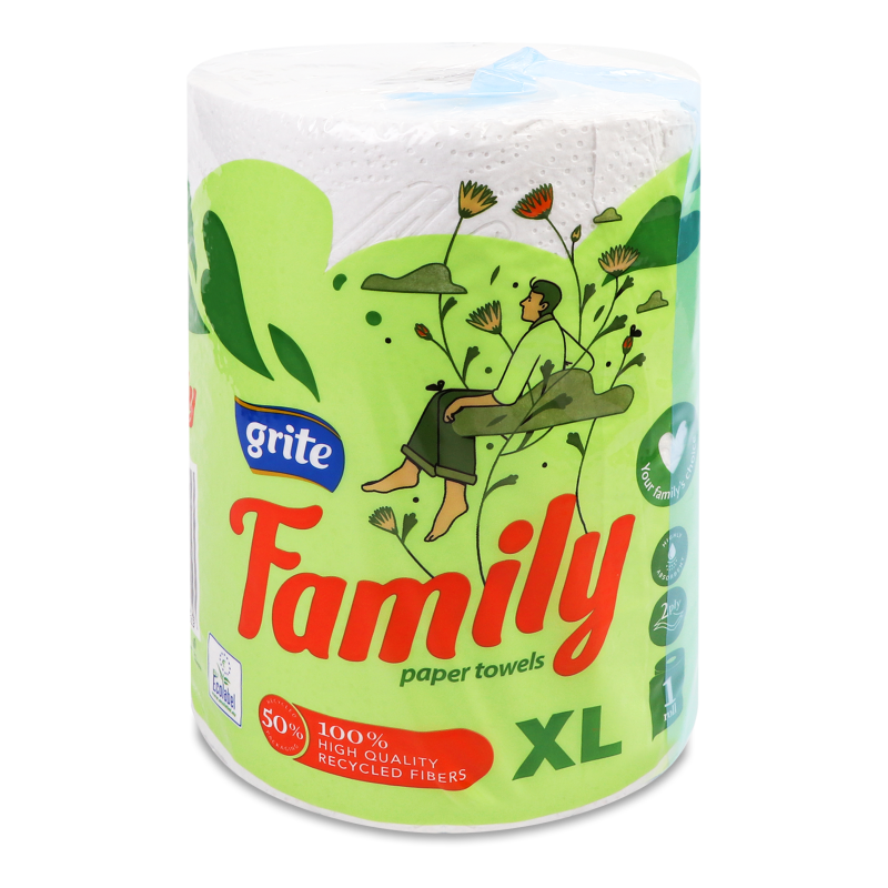 Рушники паперові Фемілі XL 2шари 250листів Гріт