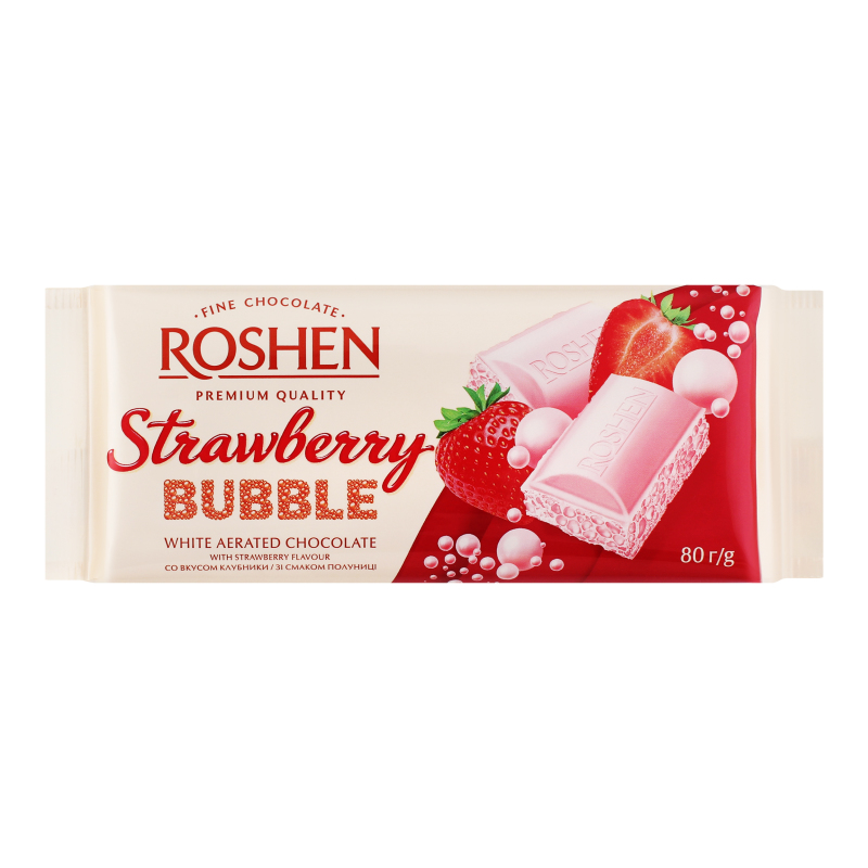 Шоколад білий пористий Strawberry Bubbles Roshen м/у