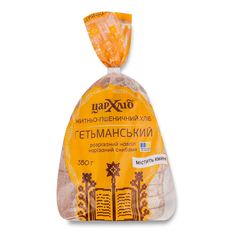 Хліб Гетьманський половинка нарізаний скибками 350г плівка Цар хліб