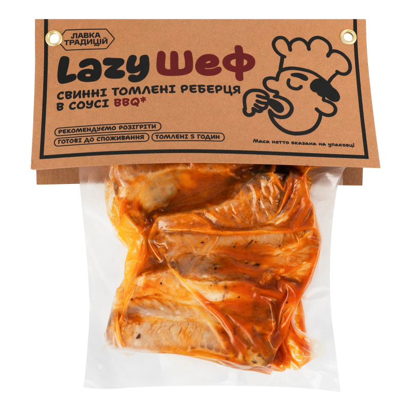 Ребра свинні томлені в соусі BBQ Lazy Шеф кг