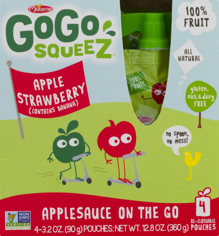 GoGo Squeez Applesauce On The Go Apple Strawberry - 4 CT