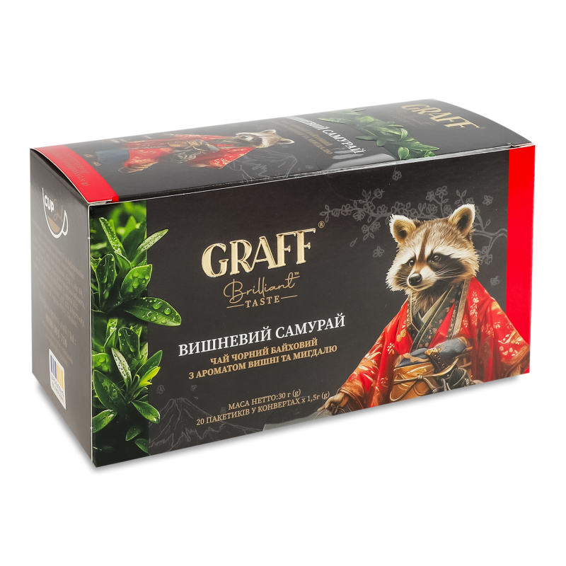 Чай Вишневий самурай чорний з ароматом вишні та мигдалю 20*1,5г Graff