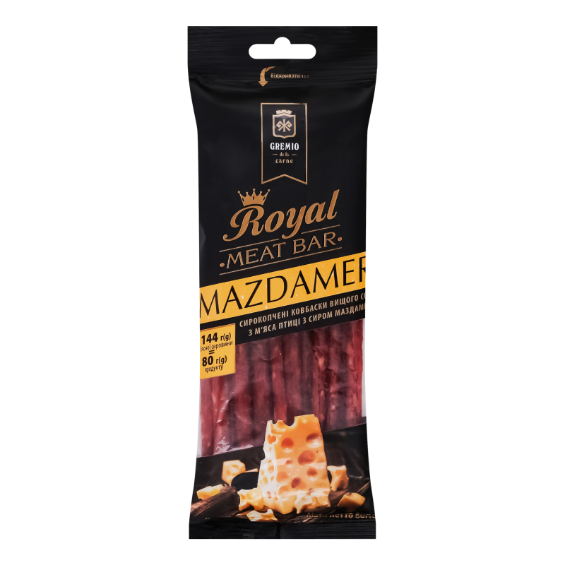Ковбаски з м'яса птиці з сиром Маздамер Royal Gremio в/с с/к м/у
