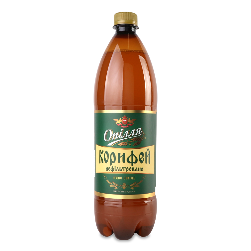 Пиво Корифей світле нефільтроване 4,2% 1л пет Опілля