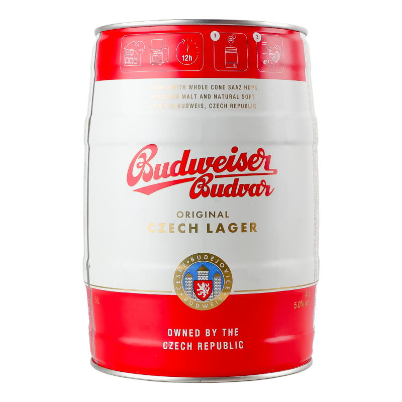Пиво 5л 5% светлое Budweiser Budvar ж/б Budweiser Budvar