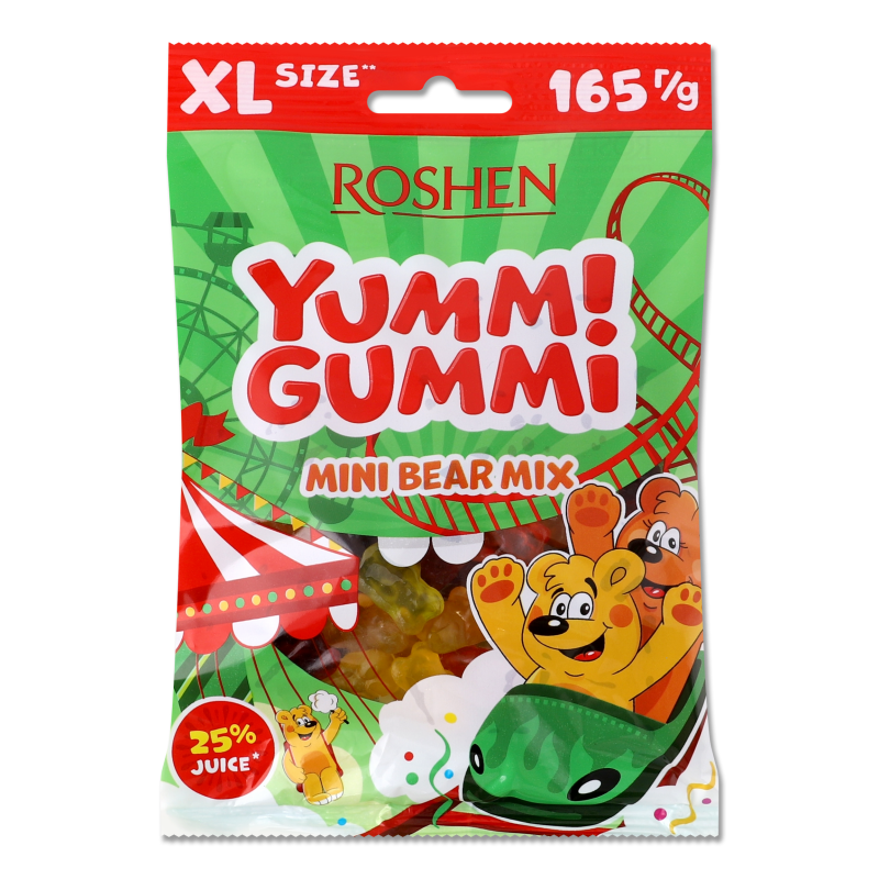 Цукерки желейні Yummi Gummi Mini Bear Mix 165г Roshen