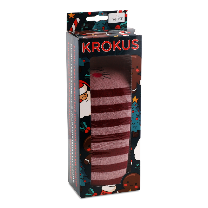 Колготи дитячі Котик з короною рожеві махрові р.16 Krokus