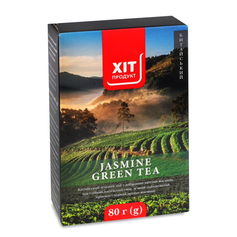 Чай зелений з квітами жасмину листовий 80г Хіт Продукт
