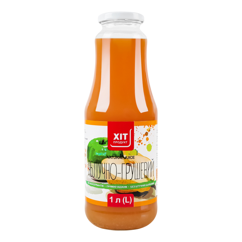 Сік неосвітлений пастеризований яблучно-грушевий Хіт продукт с/пл