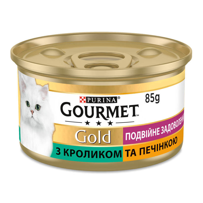 Корм д/котів кролик та печінка 85г ж/б Гурме