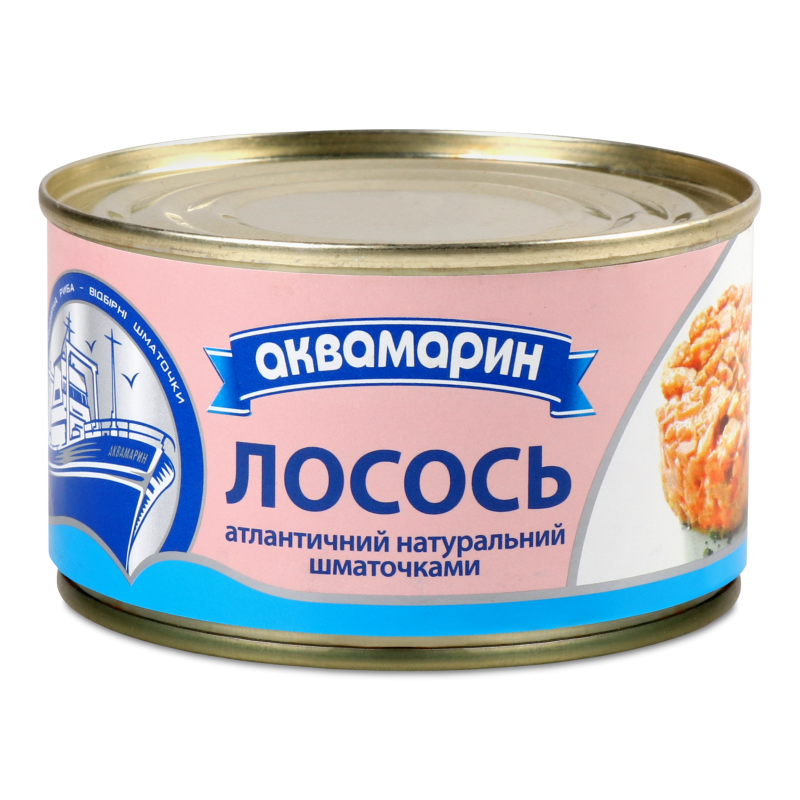 Лосось шматочками натуральний 230г ж/б Аквамарин