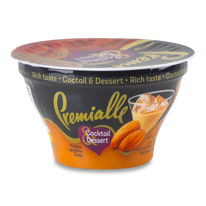 Десерт кисломолочний Соcktail&Dessert Мигдаль з ароматом лікеру 9,9% 140г стакан Premialle