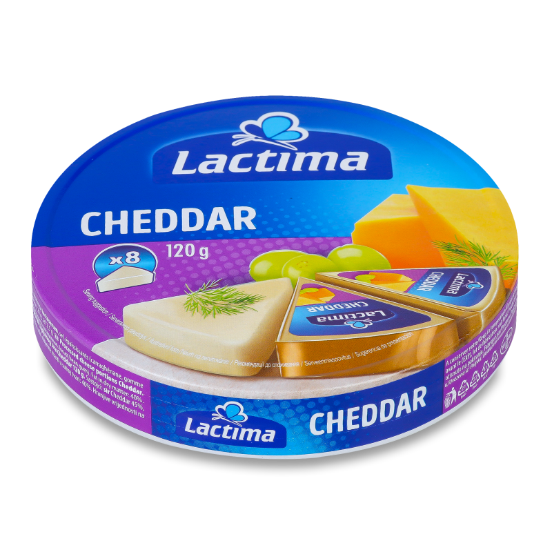 Сир плавлений Чеддар 40% 120г сектор Lactima
