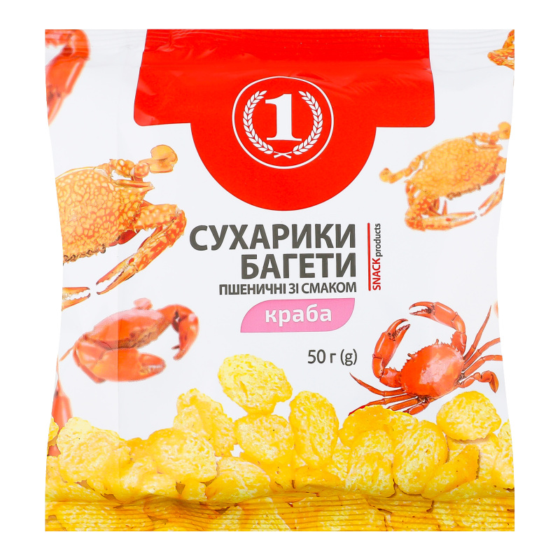 Сухарики пшеничні зі смаком краба Багети ТМ "1" м/у