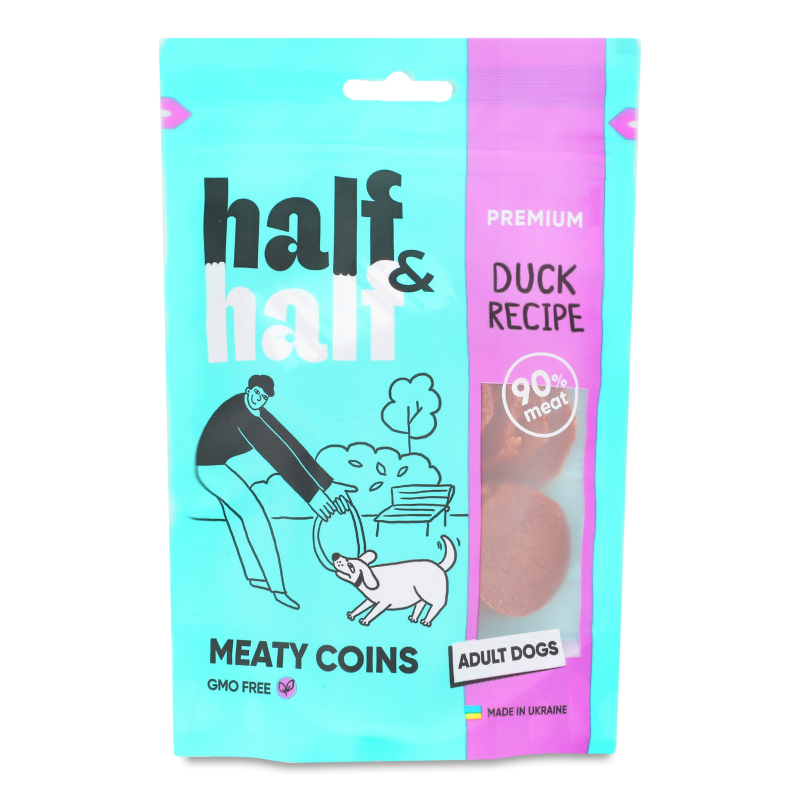 Ласощі д/собак м”ясні монетки з качкою 100г Хаф енд Хаф