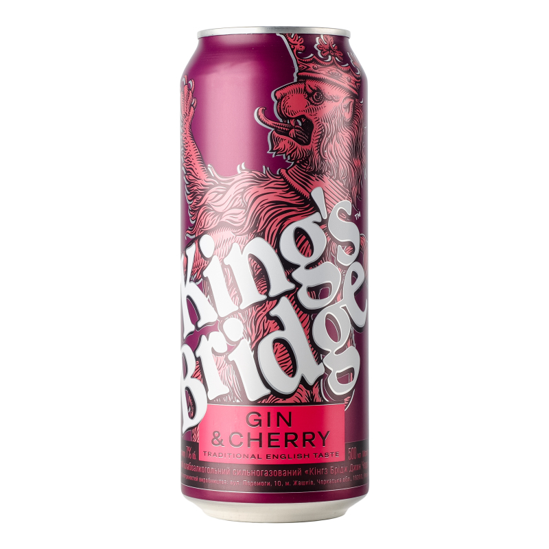 king Напій слабоалкогольний 500мл 7% сильногазований Gin&Cherry King's