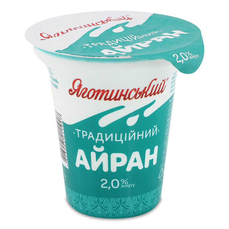Напій кисломолочний Айран традиційний 2% 220г стакан Яготинський