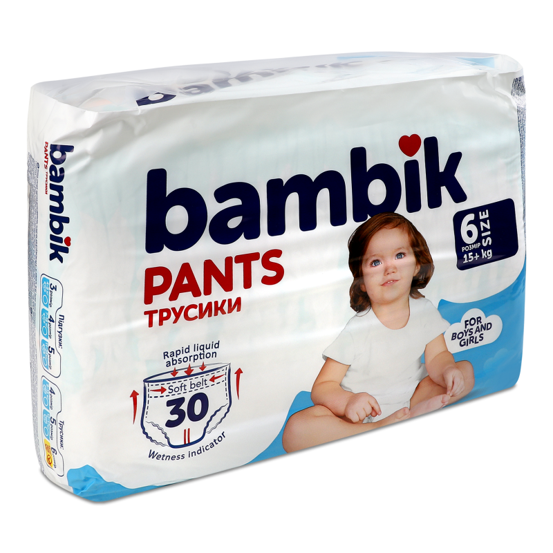Підгузки-трусики 6 15+кг 30шт Бамбік