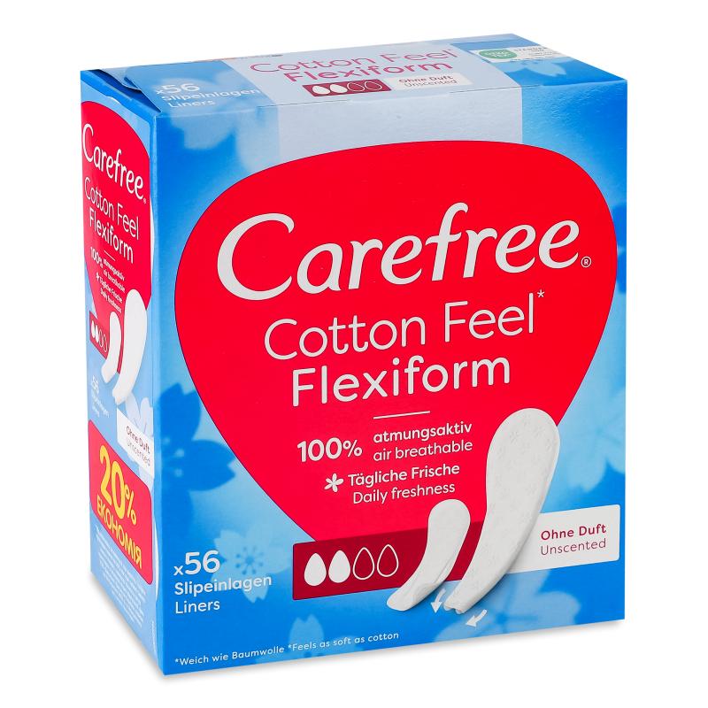 Прокладки щоденні Cotton Feel Flexiform 56шт Carefree