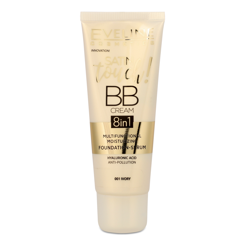 ББ-крем тональний Сатін Тач 8в1 з зволожуючою сироваткою №001 слонова кістка 30мл Евелін