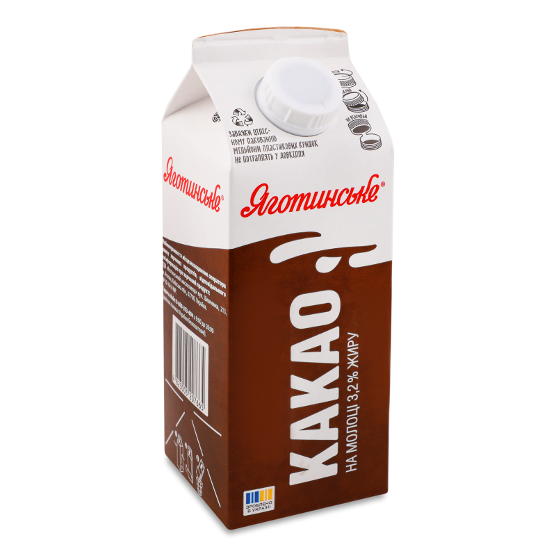 Напій молочний Какао на молоці пастеризований 3,2% 750г п/п Яготинське