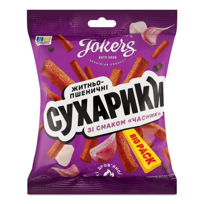 Сухарики житньо-пшеничні з смаком Часник 100г Jokers